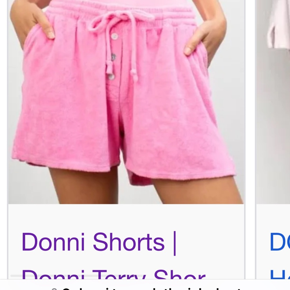 Donni, terry cloth pink shorts in xs